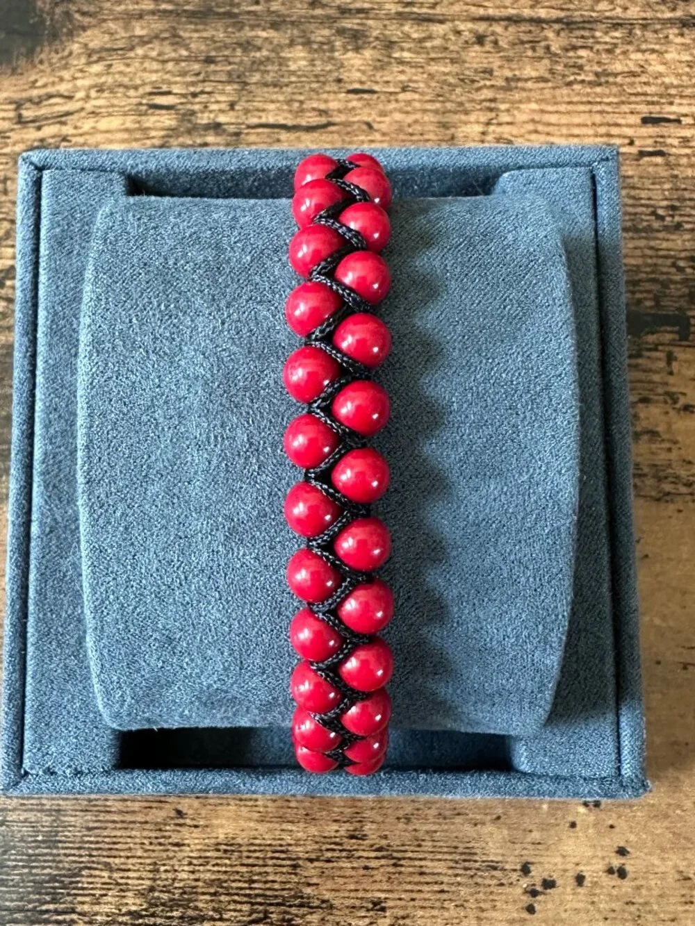 David Yurman Spiritual Beads Two-Row Woven Bracelet w/ Red Coral - RARE